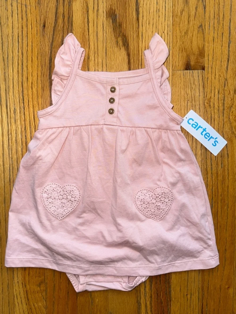 Carter's Light Pink Baby Dress with Crochet Hearts